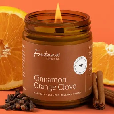 Cinnamon Orange Clove Essential Oil Beeswax Jar Candle: Non Toxic