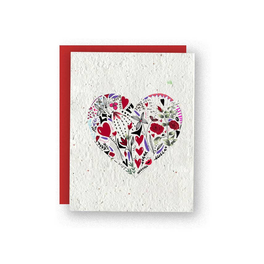 Heart-Crafted Valentines Day Wildflower Seed Paper Card