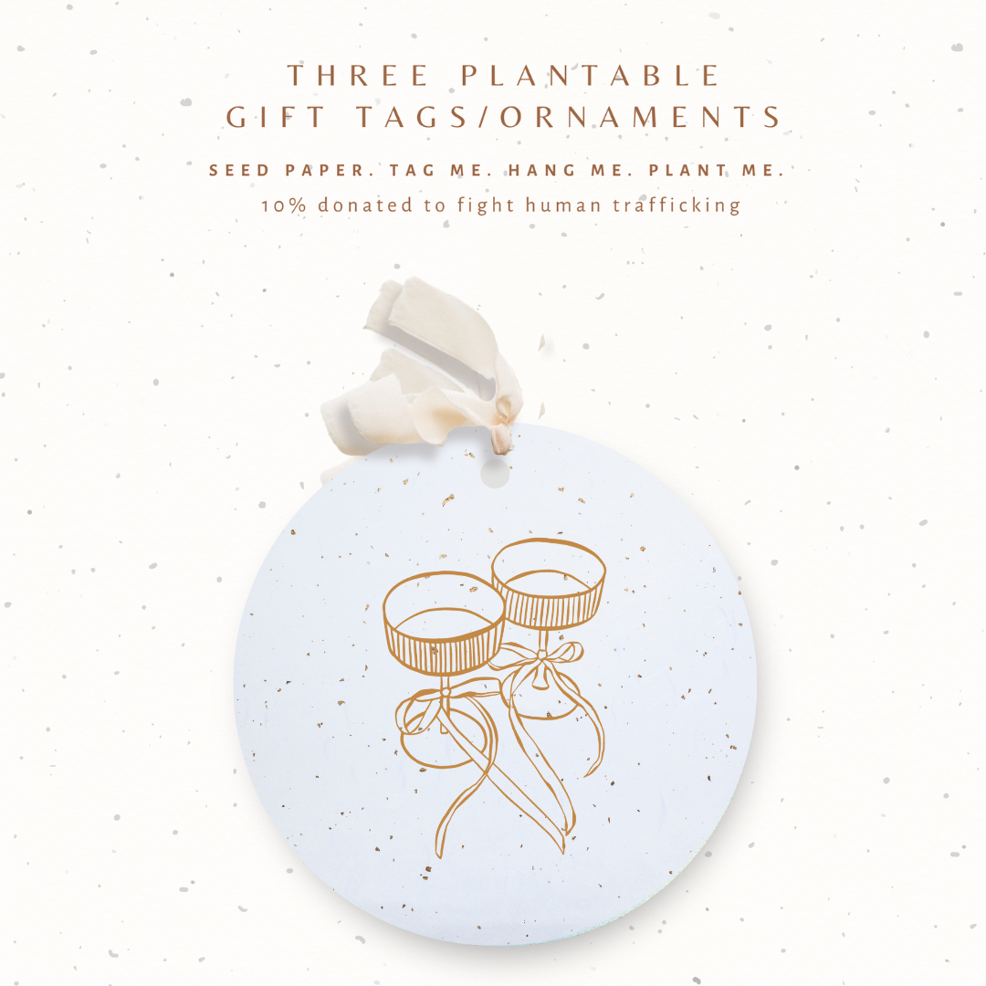 Plantable Seed Gift Tags / Ornaments CHAMPAGNE FLUTES