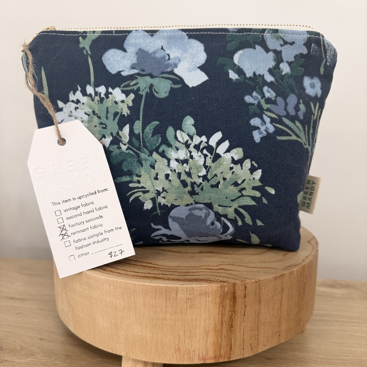 Toiletry & Cosmetic Bag | Large Zipper Pouch | Upcycled