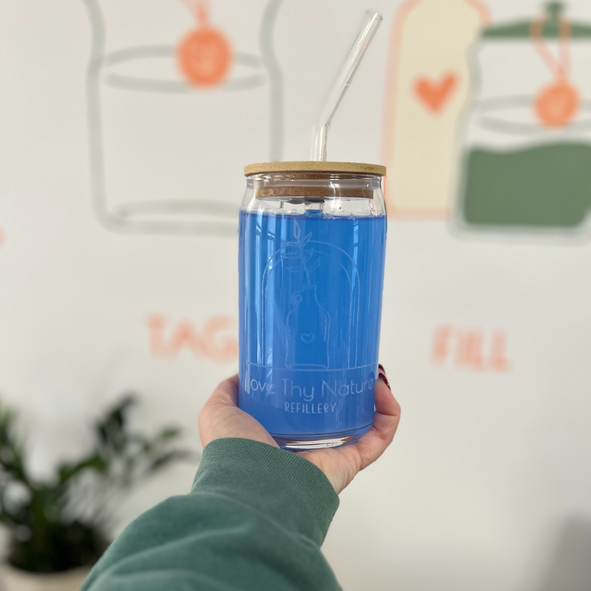 16oz Glass Tumbler w/ Bamboo Lid