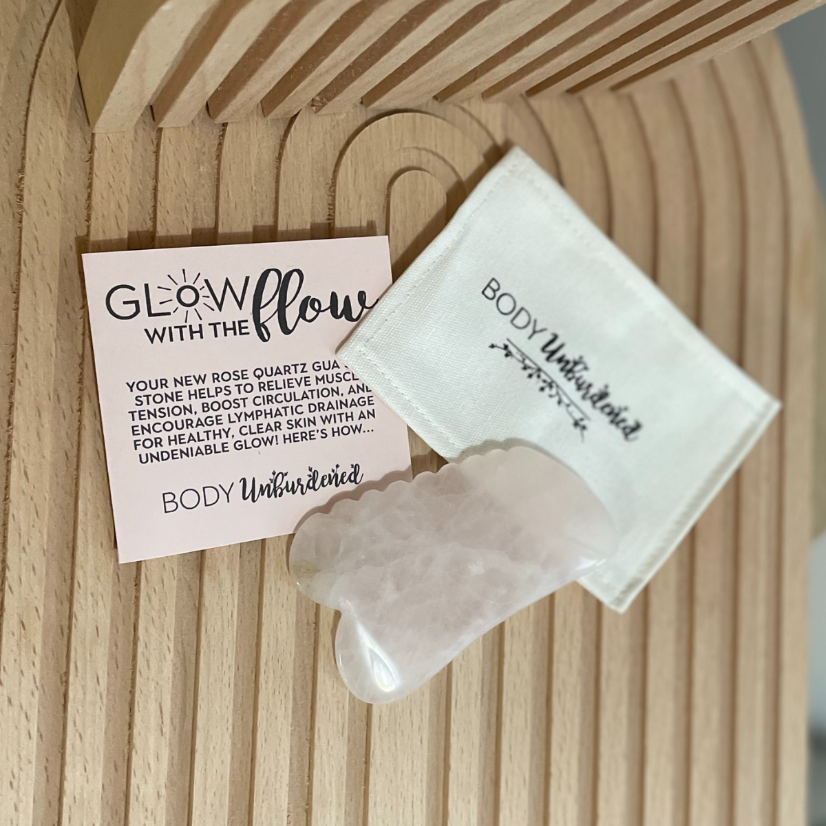 Rose Quartz Gua Sha Board w/ Comb Edge