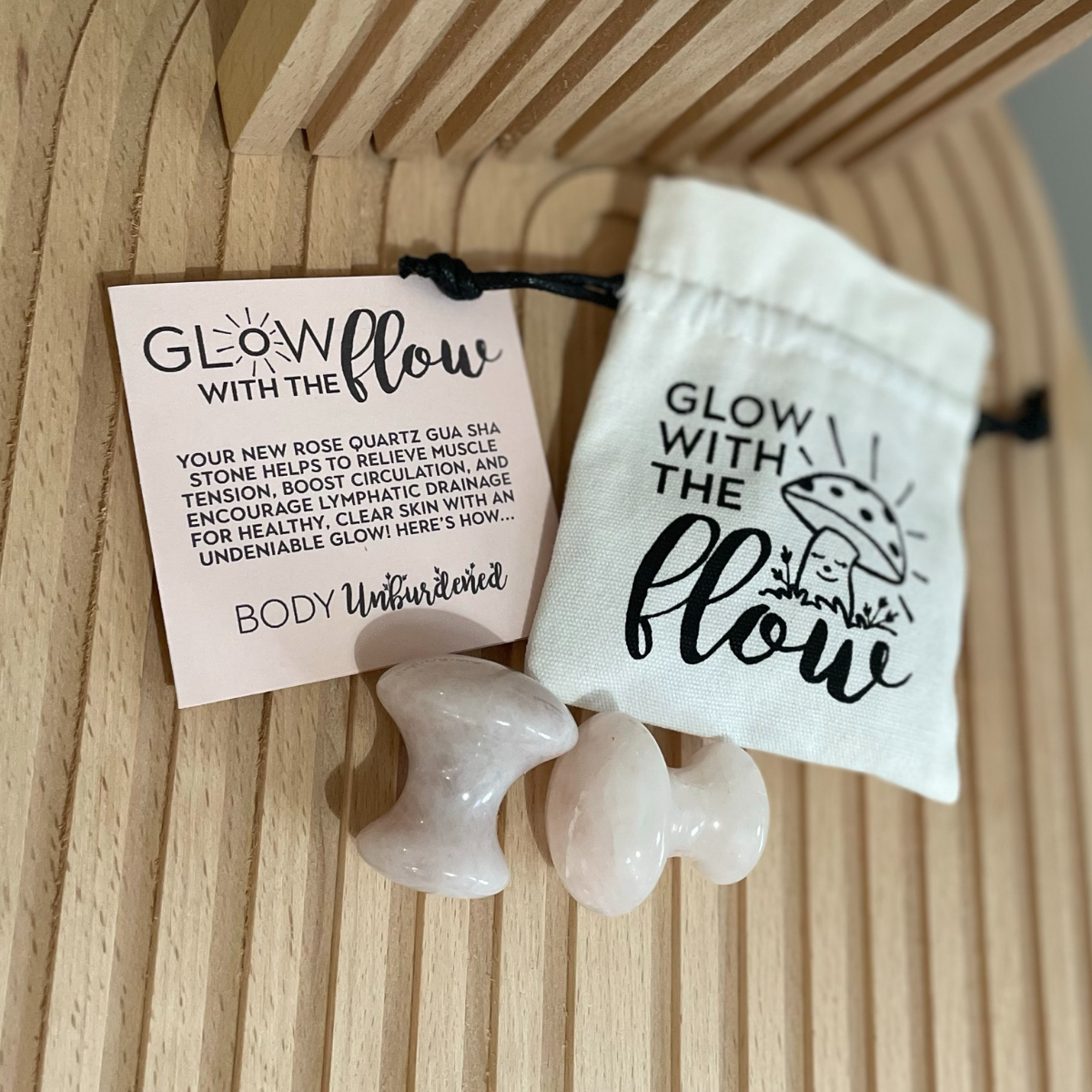 Rose Quartz Gua Sha Shrooms (set of 2)