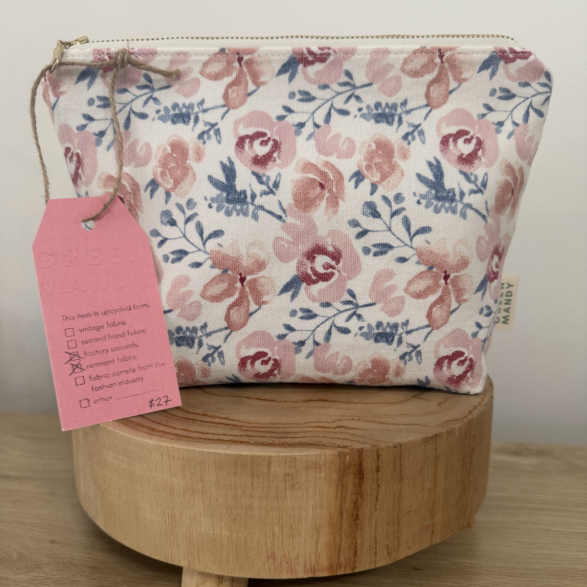Toiletry & Cosmetic Bag | Large Zipper Pouch | Upcycled