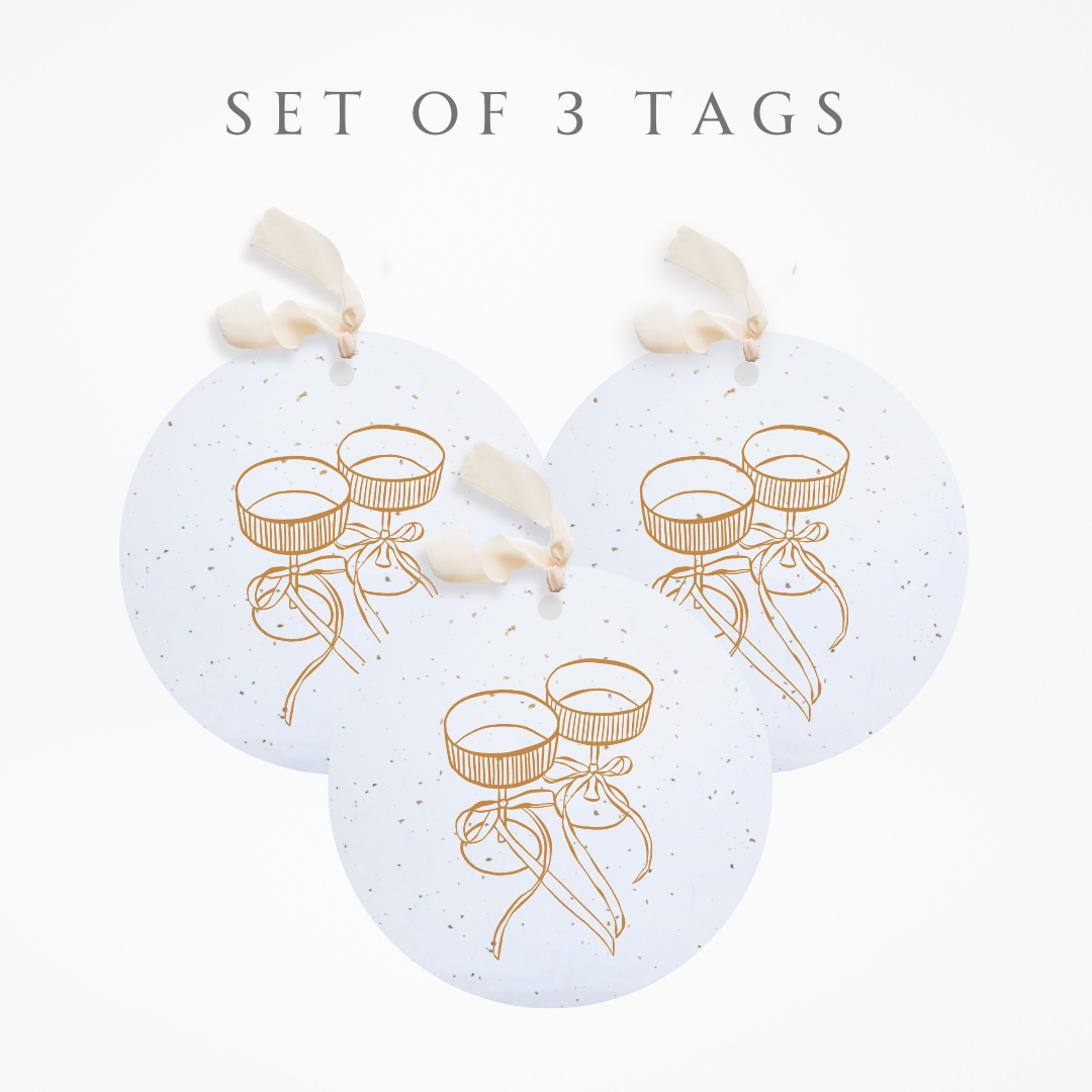Plantable Seed Gift Tags / Ornaments CHAMPAGNE FLUTES